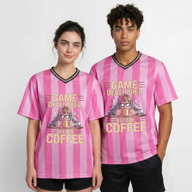 Game Developer Before Web Developer Coffee Lover Unisex Football Style Mesh T-Shirt
