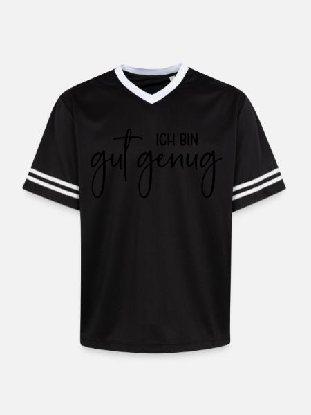 Ich bin gut genug - Unisex Football Style Mesh T-Shirt - Rosa/Rosa Streifen