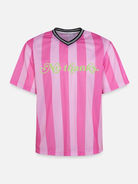 No thanks – Minimalistisches Statement - Unisex Football Style Mesh T-Shirt - Rosa/Rosa Streifen