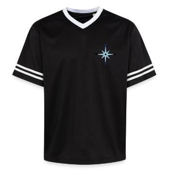 Compass Cardinal Directions Star Compass Maritime - Unisex Football Style Mesh T-Shirt - pink/pink stripes - Front - AI Model Female 172 light (172cm) & AI Model Male 178 dark (178cm)