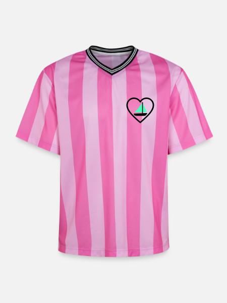Cuore Vela – Passione Navigazione - Unisex Football Style Mesh T-Shirt - pink/pink stripes