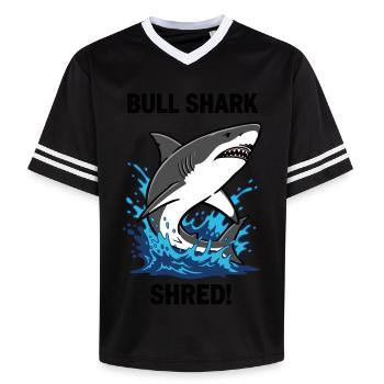 Bulldog Shark Shred Shark Sea Bull - Unisex Football Style Mesh T-Shirt - pink/pink stripes - Front - AI Model Female 172 light (172cm) & AI Model Male 178 dark (178cm)