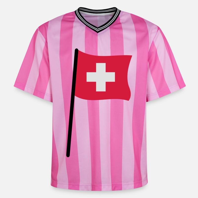 drapeau suisse - T-shirt de foot unisexe en mesh - rose/rose rayures