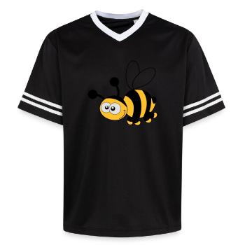 Bee - Bee - Honey - Unisex Football Style Mesh T-Shirt - pink/pink stripes - Front - AI Model Female 172 light (172cm) & AI Model Male 178 dark (178cm)