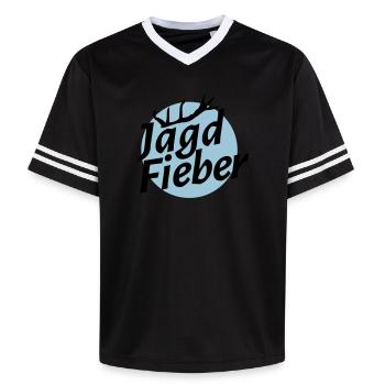 Jagdfieber - Unisex Football Style Mesh T-Shirt - Rosa/Rosa Streifen - Vorne - AI Model Female 172 light (172cm) & AI Model Male 178 dark (178cm)