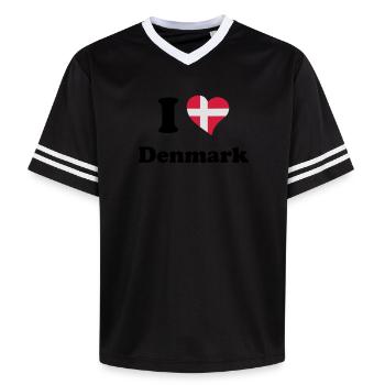 I love Denmark - J'aime le Danemark - T-shirt de foot unisexe en mesh - rose/rose rayures - Devant - AI Model Female 172 light (172cm) & AI Model Male 178 dark (178cm)