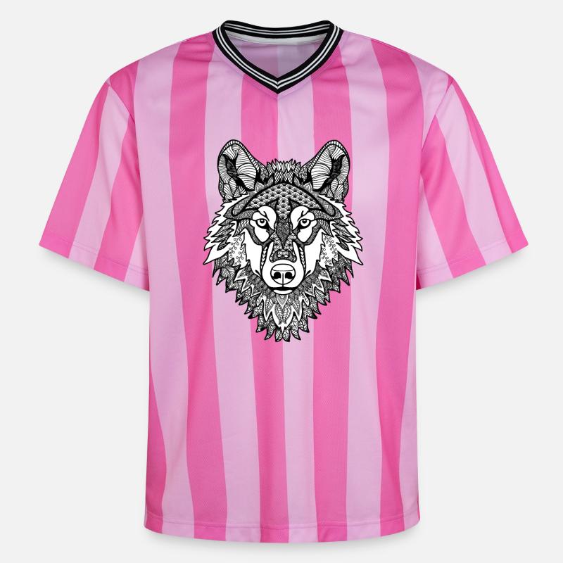 Mandala Loup - T-shirt de foot unisexe en mesh - rose/rose rayures