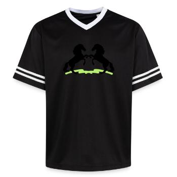 Horses - Unisex Football Style Mesh T-Shirt - pink/pink stripes - Front - AI Model Female 172 light (172cm) & AI Model Male 178 dark (178cm)