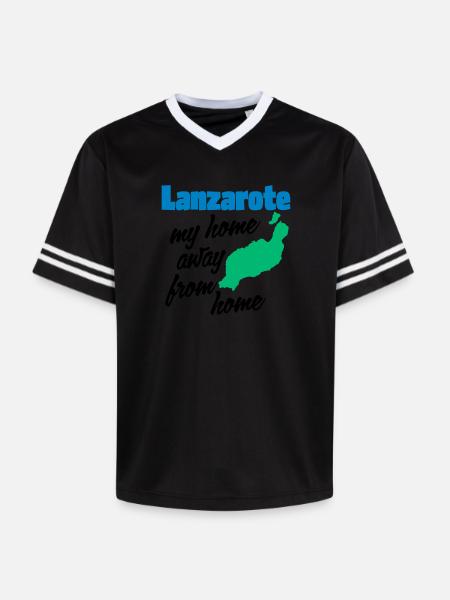 Lanzarote, mein zweites Zuhause - Unisex Football Style Mesh T-Shirt - Rosa/Rosa Streifen