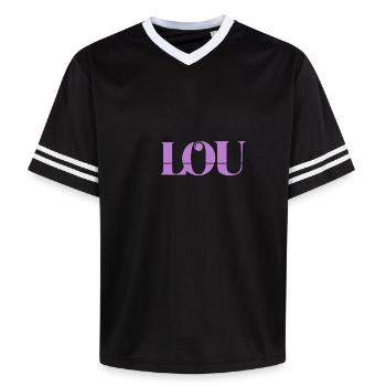 Lou - T-shirt de foot unisexe en mesh - rose/rose rayures - Devant - AI Model Female 172 light (172cm) & AI Model Male 178 dark (178cm)