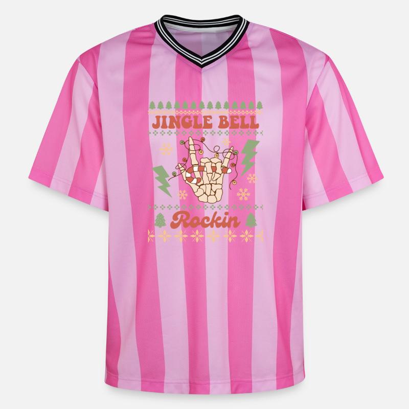 Pull de Noël moche - Unisex Football Style Mesh T-Shirt - rose/rose rayures