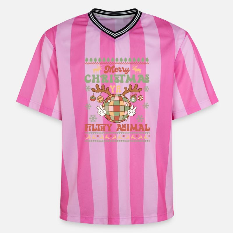 Pull de Noël moche - T-shirt de foot unisexe en mesh - rose/rose rayures