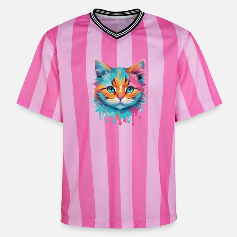 Chat mignon - T-shirt de foot unisexe en mesh - rose/rose rayures