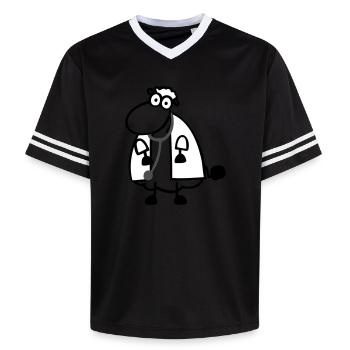 Doctor's Sheep - Unisex Football Style Mesh T-Shirt - pink/pink stripes - Front - AI Model Female 172 light (172cm) & AI Model Male 178 dark (178cm)
