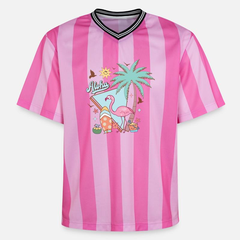 Aloha Été - T-shirt de foot unisexe en mesh - rose/rose rayures