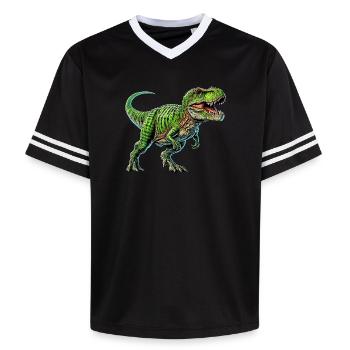 Dinosaur - Unisex Football Style Mesh T-Shirt - pink/pink stripes - Front - AI Model Female 172 light (172cm) & AI Model Male 178 dark (178cm)