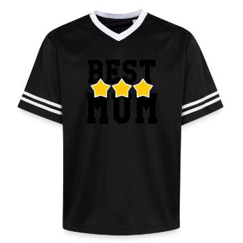 Beste Mama - Muttertag - Unisex Football Style Mesh T-Shirt - Rosa/Rosa Streifen - Vorne - AI Model Female 172 light (172cm) & AI Model Male 178 dark (178cm)
