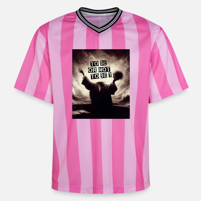 Sein oder nicht sein? - Unisex Football Style Mesh T-Shirt - Rosa/Rosa Streifen