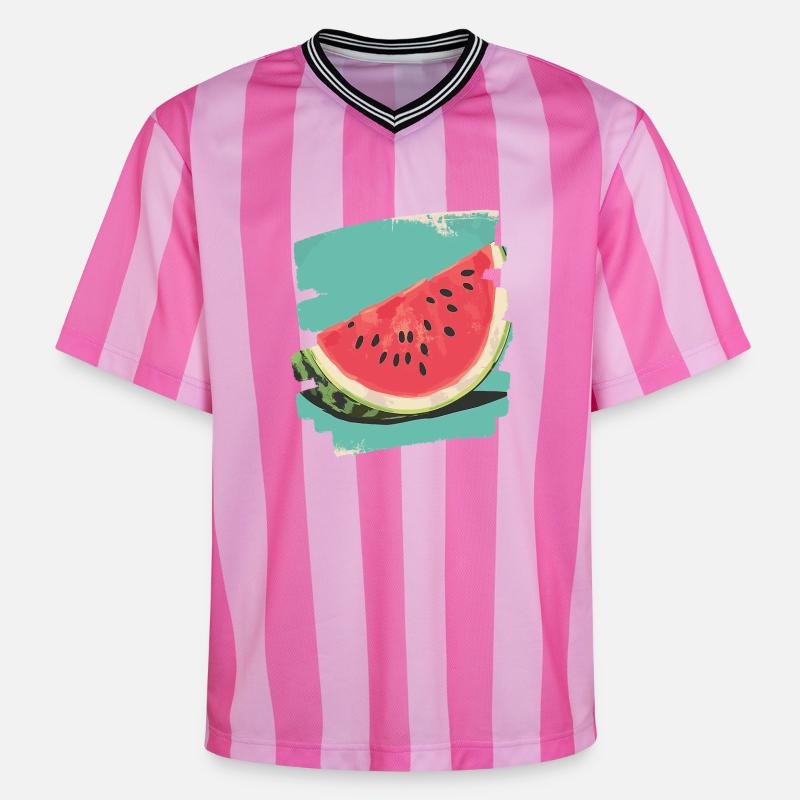 Pastèque - T-shirt de foot unisexe en mesh - rose/rose rayures