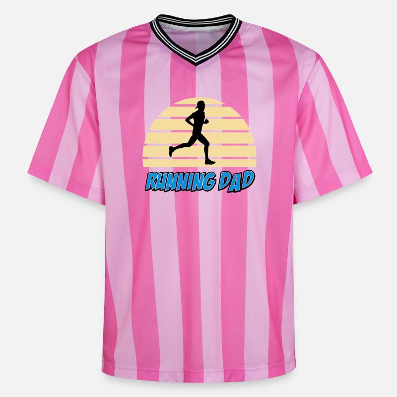 Running dad - Unisex Football Style Mesh T-Shirt - rose/rose rayures