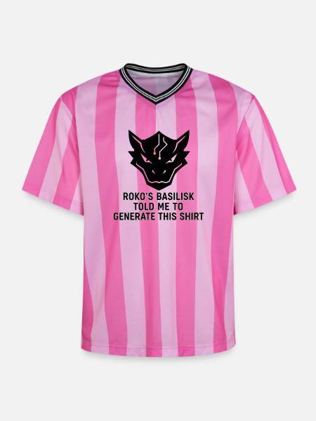 Generated by the Basilisk - Unisex Football Style Mesh T-Shirt - pink/pink stripes
