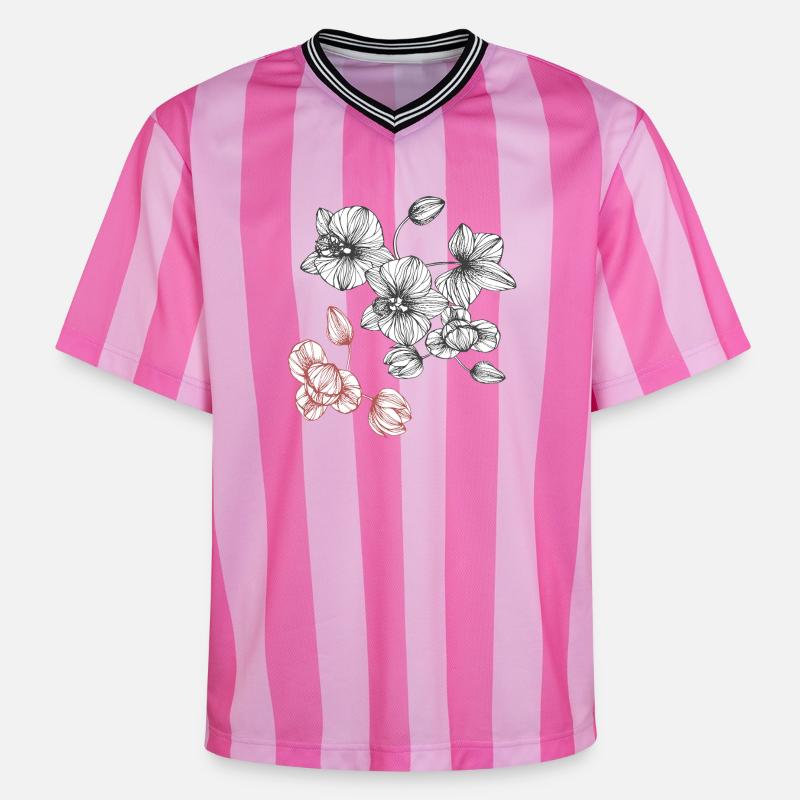 Vrille de fleur - T-shirt de foot unisexe en mesh - rose/rose rayures