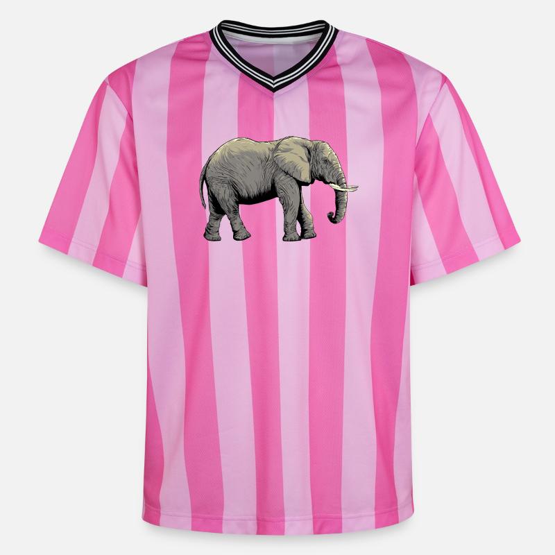 Conception individuelle de l’éléphant - T-shirt de foot unisexe en mesh - rose/rose rayures