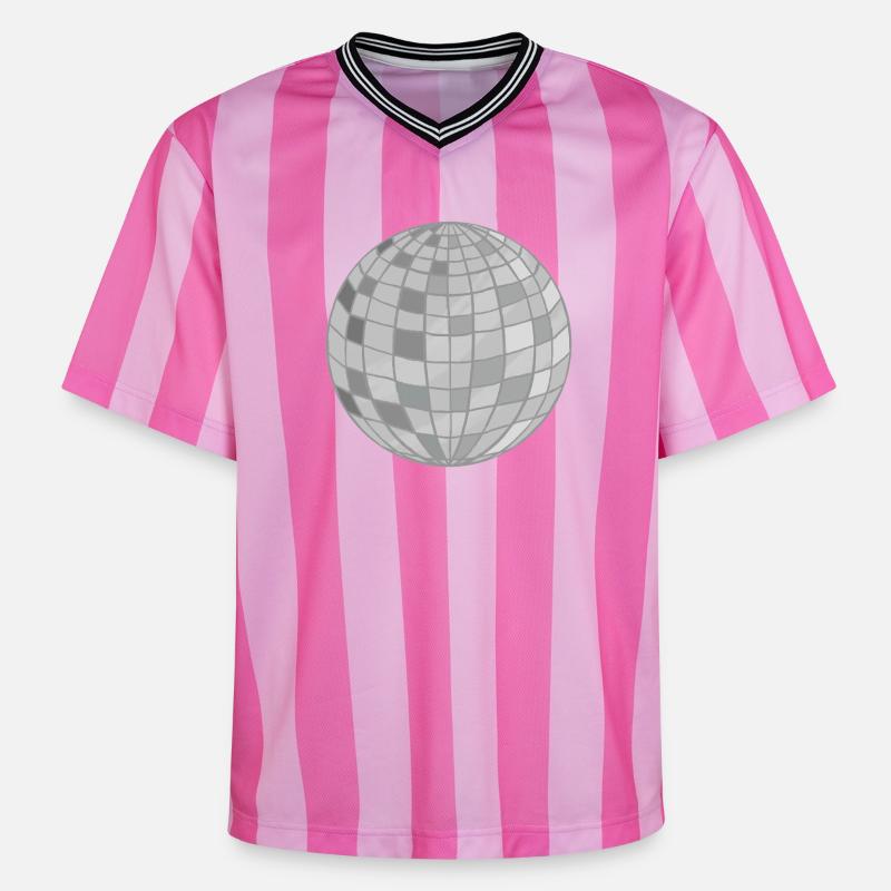 Conception de boule disco - Unisex Football Style Mesh T-Shirt - rose/rose rayures