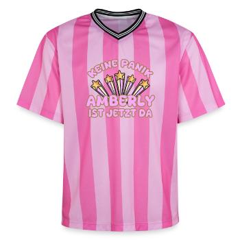 Amberly comme nom de femme - T-shirt de foot unisexe en mesh - rose/rose rayures - Devant - AI Model Female 172 light (172cm) & AI Model Male 178 dark (178cm)