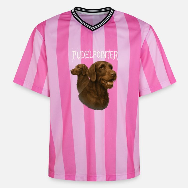 Caniche Pointer - T-shirt de foot unisexe en mesh - rose/rose rayures
