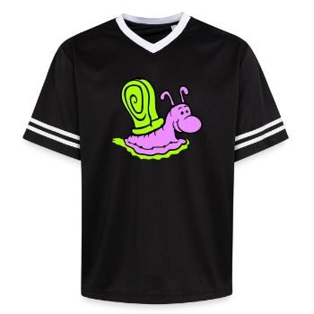 Schnecke Schleimspur niedlich süß glücklich Cool - Unisex Football Style Mesh T-Shirt - Rosa/Rosa Streifen - Vorne - AI Model Female 172 light (172cm) & AI Model Male 178 dark (178cm)