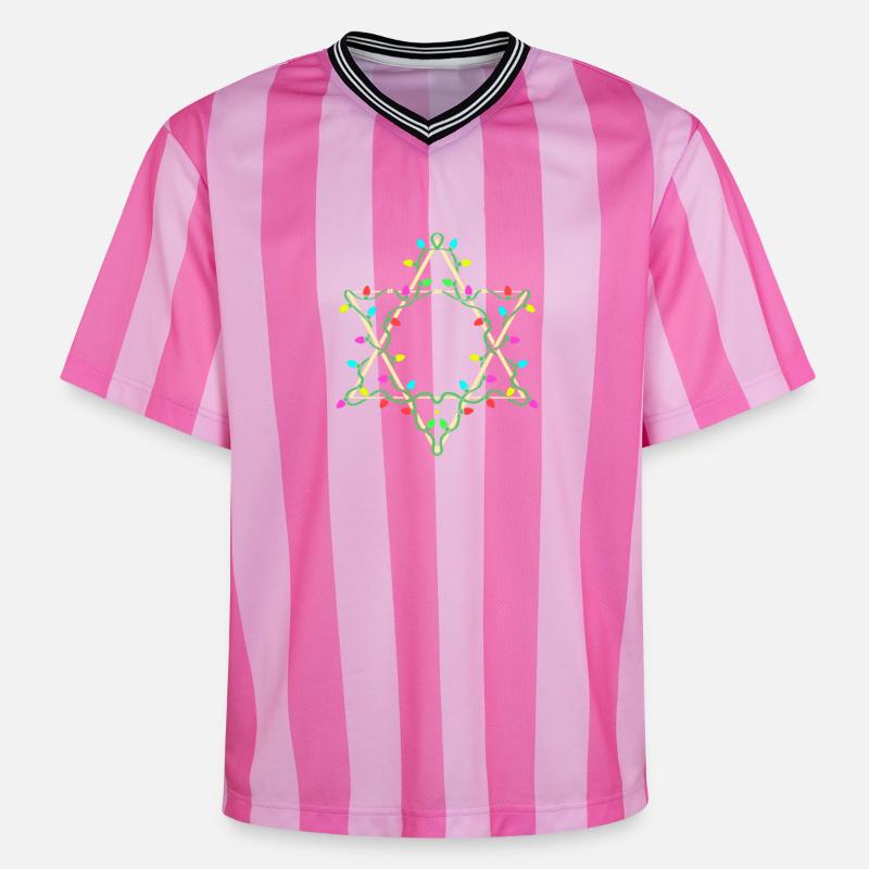 Hanoukka Hanoukka Hanoukka - T-shirt de foot unisexe en mesh - rose/rose rayures