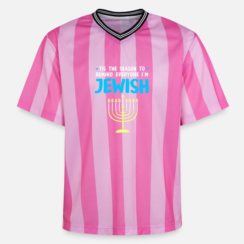 Hanoukka Hanoukka Hanoukka - T-shirt de foot unisexe en mesh - rose/rose rayures