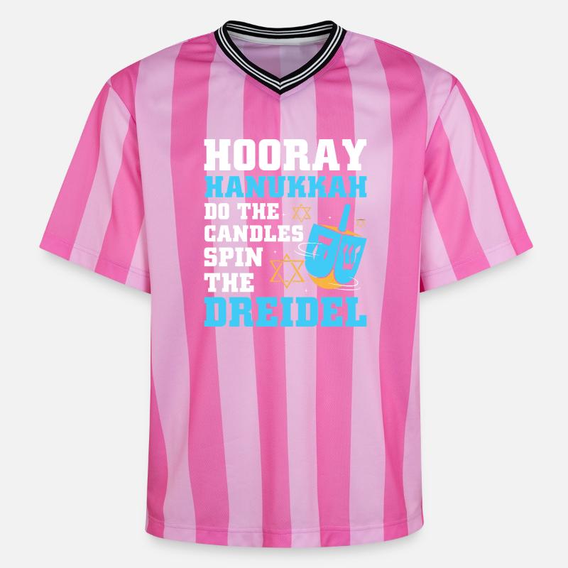 Hanoukka Hanoukka Hanoukka - T-shirt de foot unisexe en mesh - rose/rose rayures