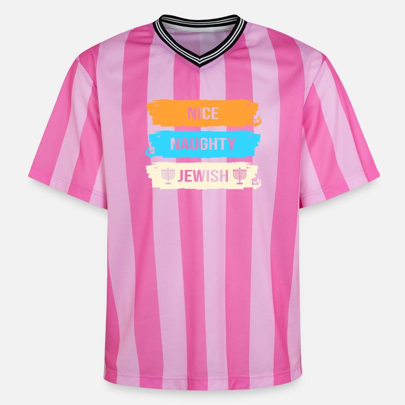 Hanoukka Hanoukka Hanoucca - T-shirt de foot unisexe en mesh - rose/rose rayures
