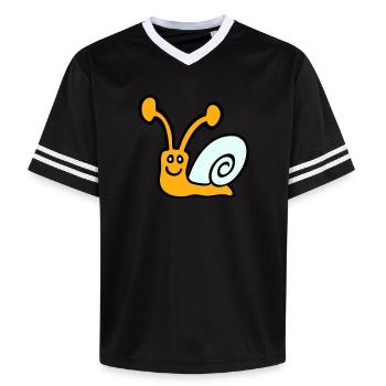 Schnecke Schneckenhaus niedlich süß glücklich Cool - Unisex Football Style Mesh T-Shirt - Rosa/Rosa Streifen - Vorne - AI Model Female 172 light (172cm) & AI Model Male 178 dark (178cm)