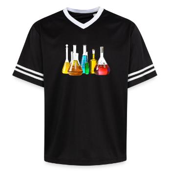 Bunte Laborgläser Kollektion - Unisex Football Style Mesh T-Shirt - Schwarz/Weiß - Vorne - AI Model Female 172 light (172cm) & AI Model Male 185 light (185cm)