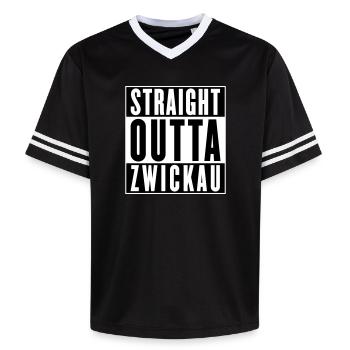 Tout droit sorti de Zwickau (couleurs changeantes) - T-shirt de foot unisexe en mesh - noir/blanc - Devant - AI Model Female 172 light (172cm) & AI Model Male 185 light (185cm)