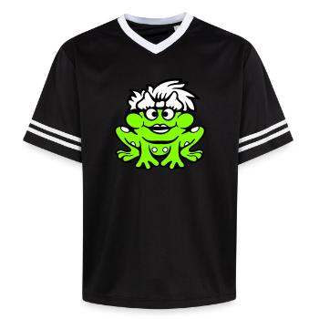 Frosch Frau Hübsch Kröte Lustig Weiblich Mädchen - Unisex Football Style Mesh T-Shirt - Rosa/Rosa Streifen - Vorne - AI Model Female 172 light (172cm) & AI Model Male 178 dark (178cm)