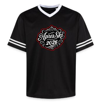 Apres-Ski 2026 Apres Ski - Unisex Football Style Mesh T-Shirt - Rosa/Rosa Streifen - Vorne - AI Model Female 172 light (172cm) & AI Model Male 178 dark (178cm)