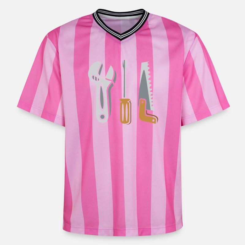 Ensemble d’outils – Conception DIY - T-shirt de foot unisexe en mesh - rose/rose rayures
