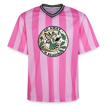 Va-t’en Je lis Fairy Circle - T-shirt de foot unisexe en mesh - rose/rose rayures - Devant - AI Model Female 172 light (172cm) & AI Model Male 178 dark (178cm)