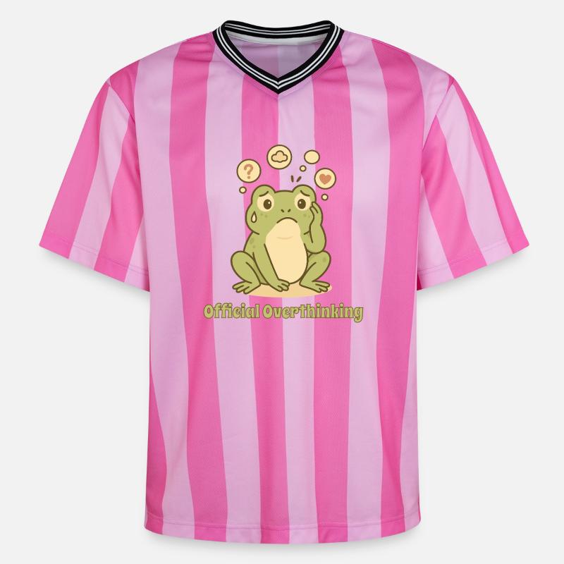 Grenouille réfléchie – Conception trop réfléchie - T-shirt de foot unisexe en mesh - rose/rose rayures