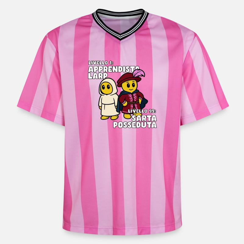 Couturière possédée – LARP Evolution - Unisex Football Style Mesh T-Shirt - rose/rose rayures