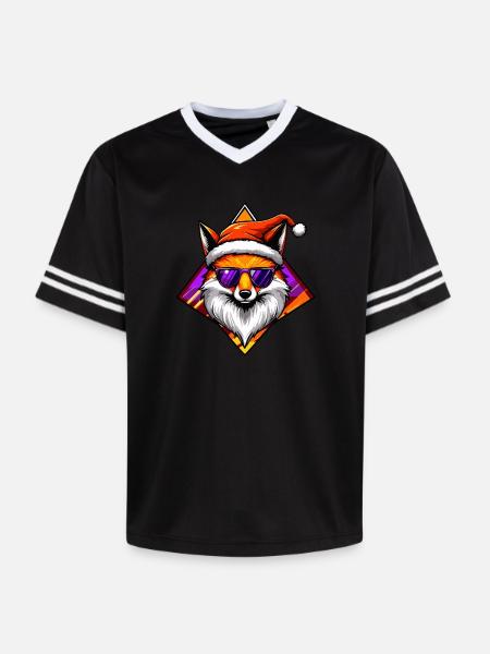 Fuchs Santa Swag - Unisex Football Style Mesh T-Shirt - Rosa/Rosa Streifen