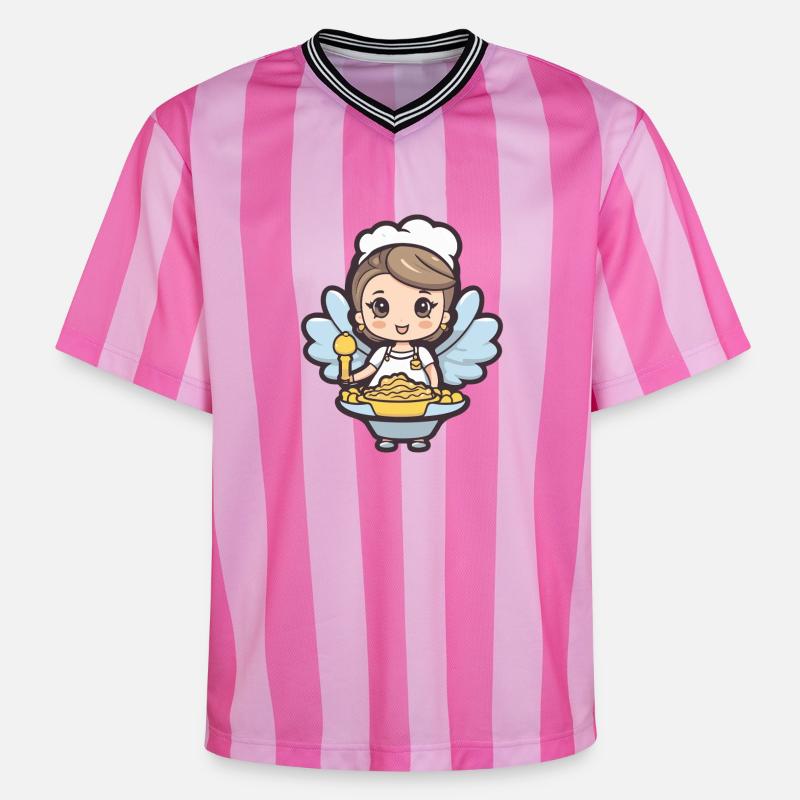 Fee Backen Backfee Kochen - Unisex Football Style Mesh T-Shirt - Rosa/Rosa Streifen