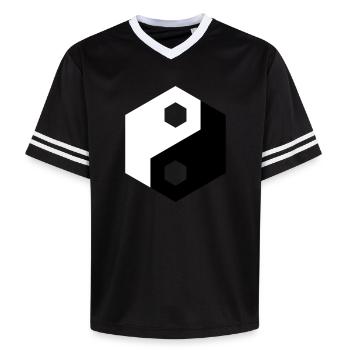 Hex-Ausschnitt Yin Yang - Unisex Football Style Mesh T-Shirt - Schwarz/Weiß - Vorne - AI Model Female 172 light (172cm) & AI Model Male 185 light (185cm)