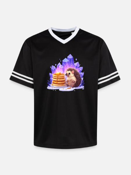 Hedgehog with pancakes and crystals - Unisex Football Style Mesh T-Shirt - 