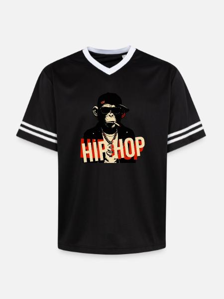 Hip Hop Chimp Bling Icon - Unisex Football Style Mesh T-Shirt - pink/pink stripes