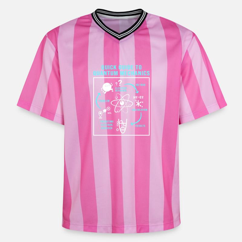 Quantenphysik Quanten Physik Quantensprung - Unisex Football Style Mesh T-Shirt - Rosa/Rosa Streifen